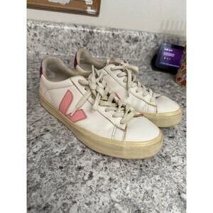 Veja Campo Leather Sneakers Size 8 - White, Red & Pink Pre-owned.